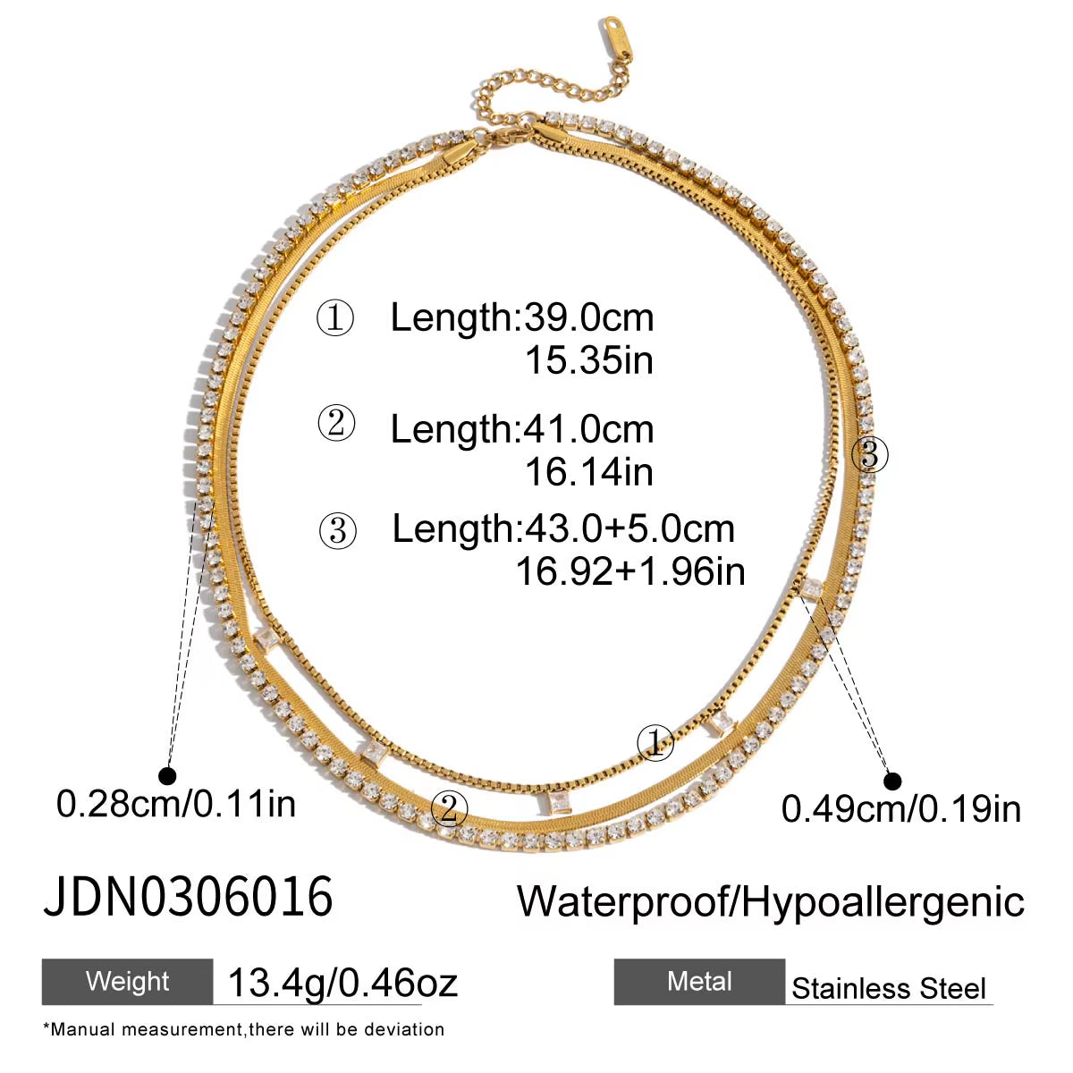 Uworld Simple Jewelry 18K Gold Plated Flat Snake Chain Layer Necklace Stainless Steel Snake Rope Chain Necklace Gift