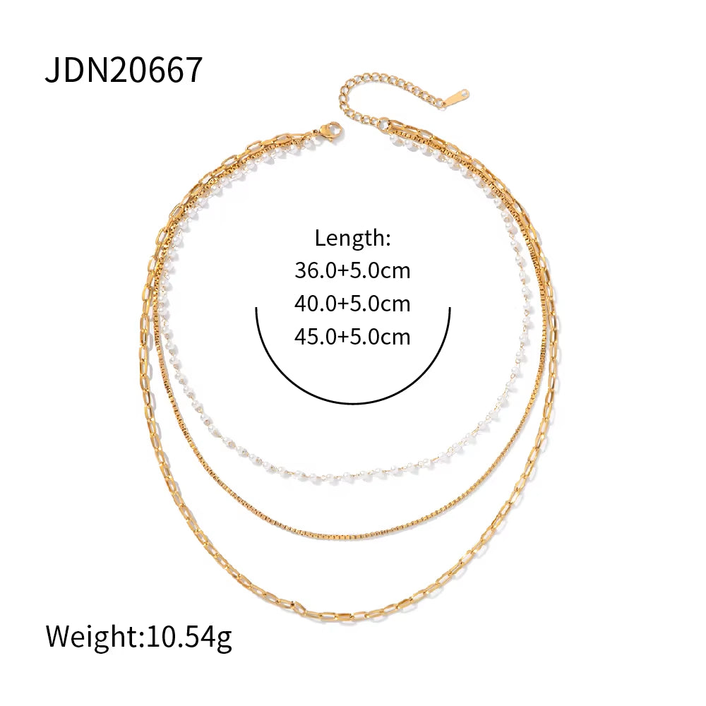 Uworld Simple Jewelry 18K Gold Plated Flat Snake Chain Layer Necklace Stainless Steel Snake Rope Chain Necklace Gift