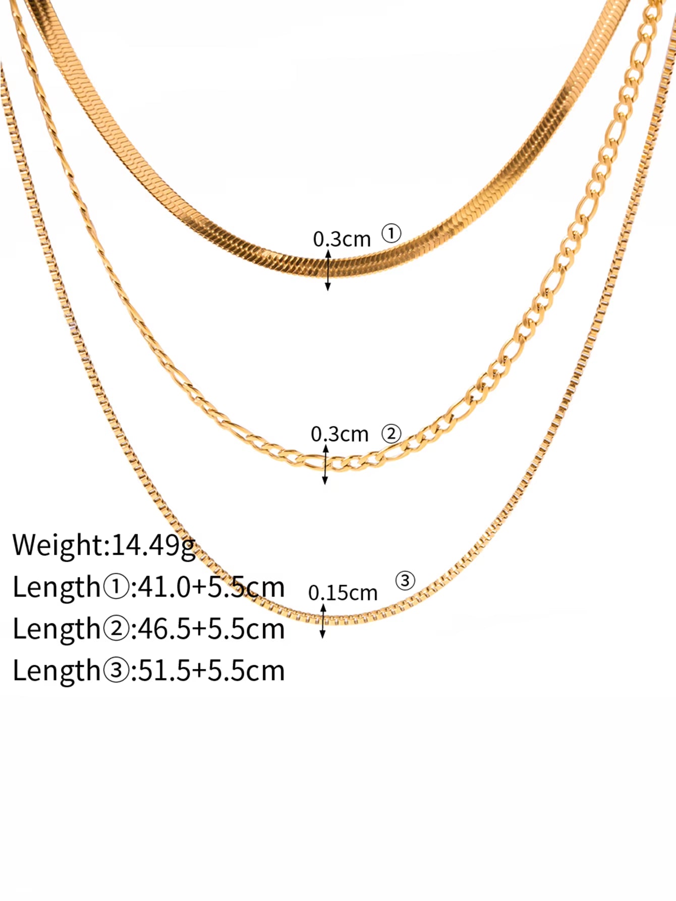 Uworld Simple Jewelry 18K Gold Plated Flat Snake Chain Layer Necklace Stainless Steel Snake Rope Chain Necklace Gift