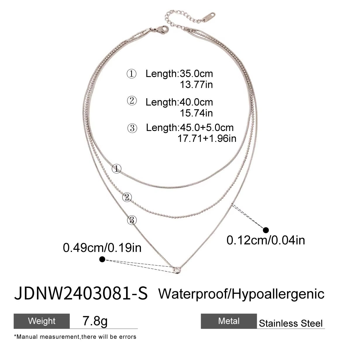 Uworld Simple Jewelry 18K Gold Plated Flat Snake Chain Layer Necklace Stainless Steel Snake Rope Chain Necklace Gift