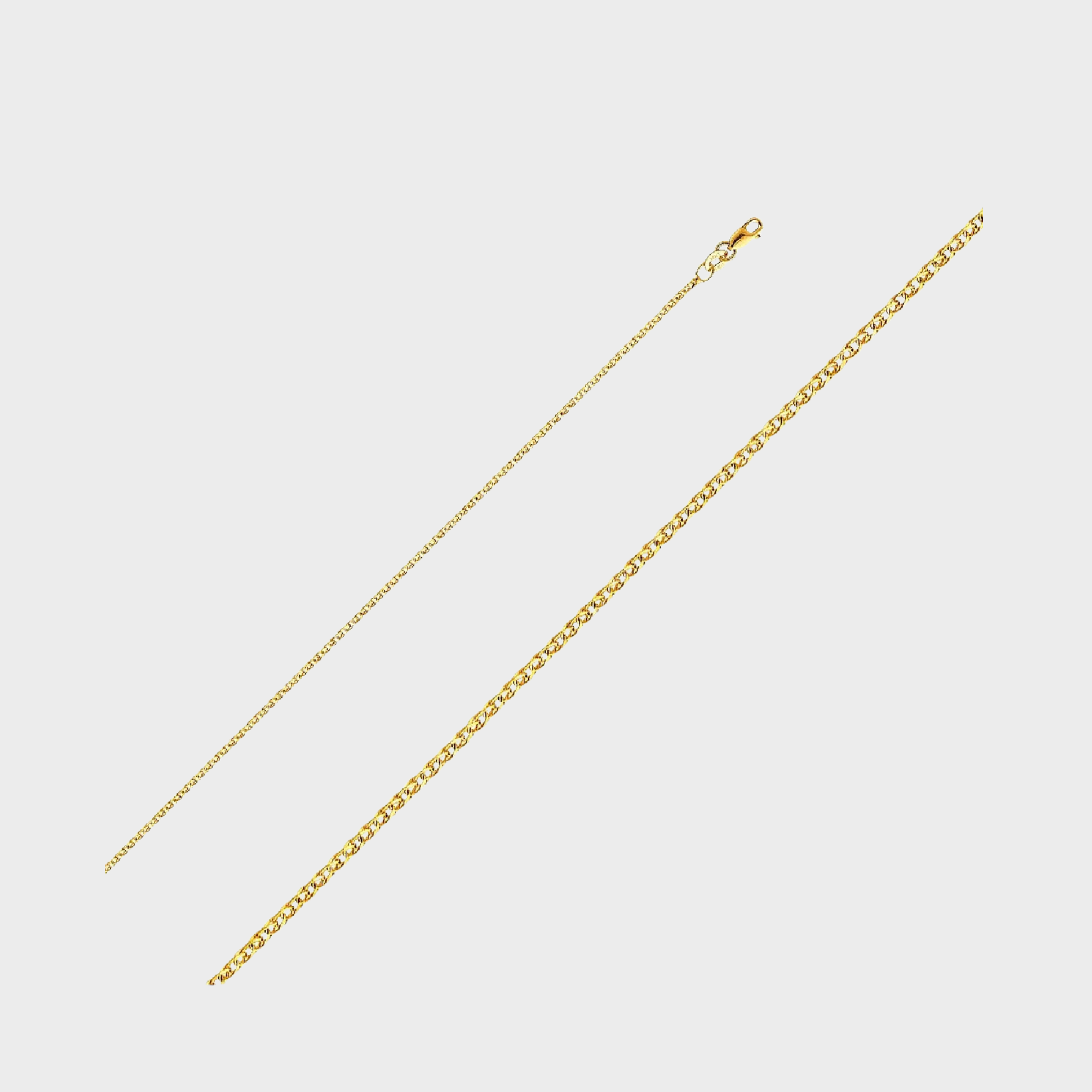 14K Yellow Gold Elephant Charm Pendant with 1.4Mm Flat Open Wheat Chain Necklace - 20"