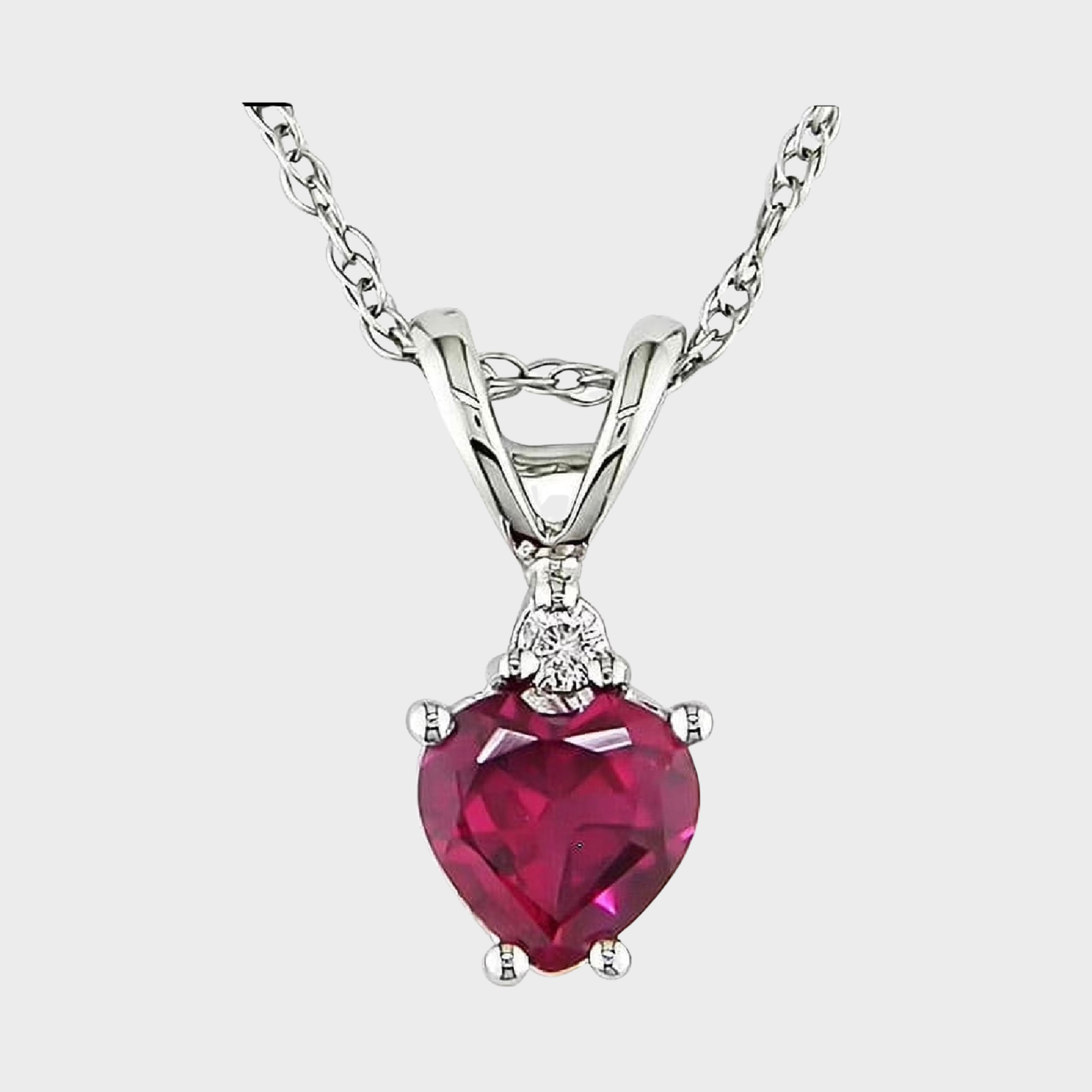Women'S Created Ruby 10K White Gold Necklace