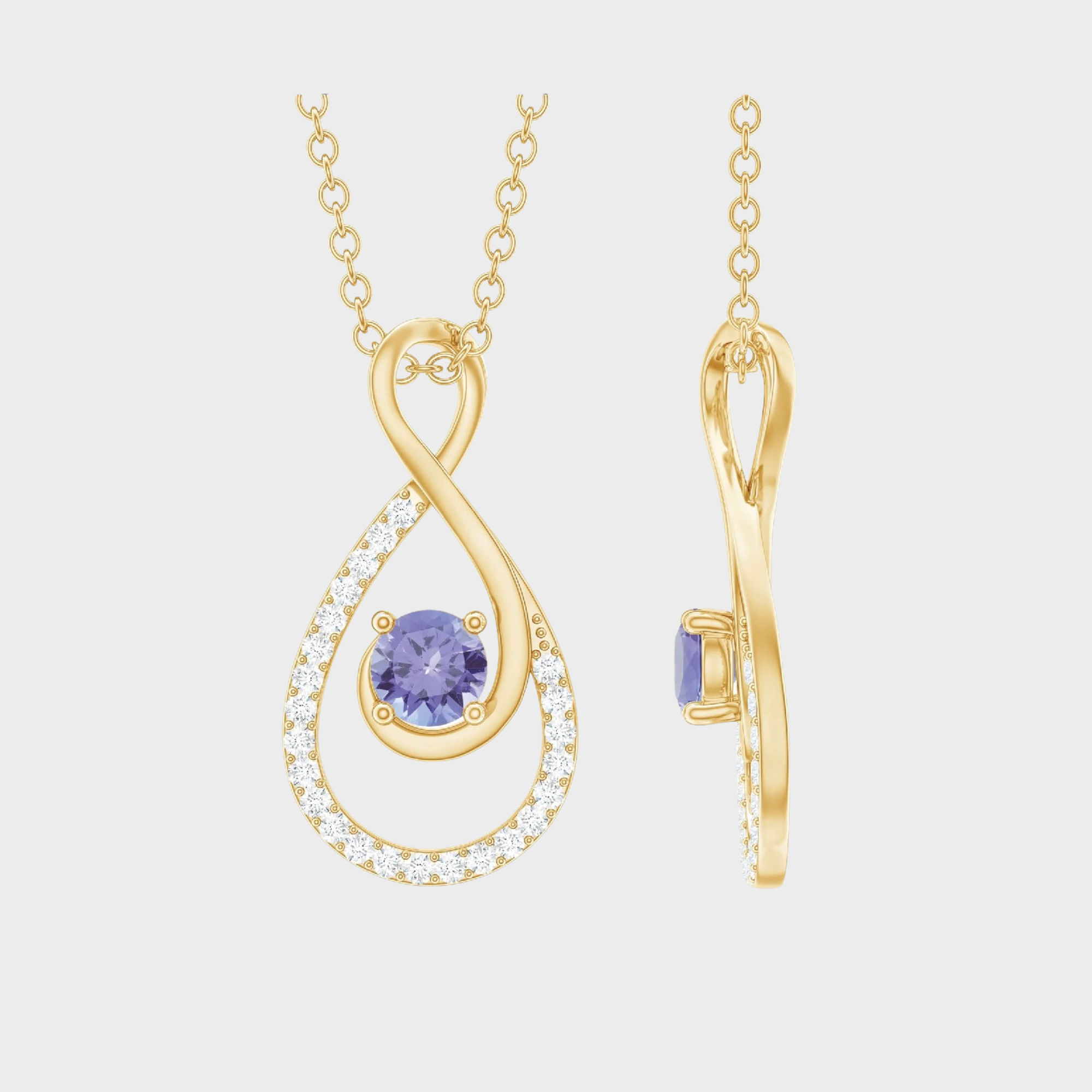 Natural Tanzanite Infinity Pendant Necklace