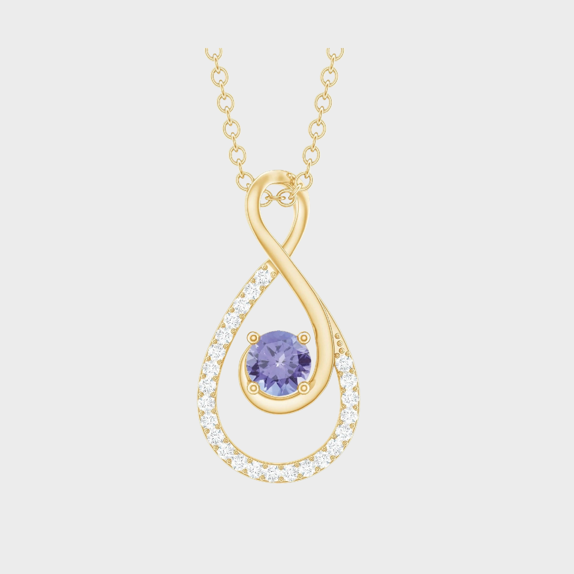 Natural Tanzanite Infinity Pendant Necklace