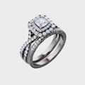 Square Diamond Gothic Wedding Ring Set