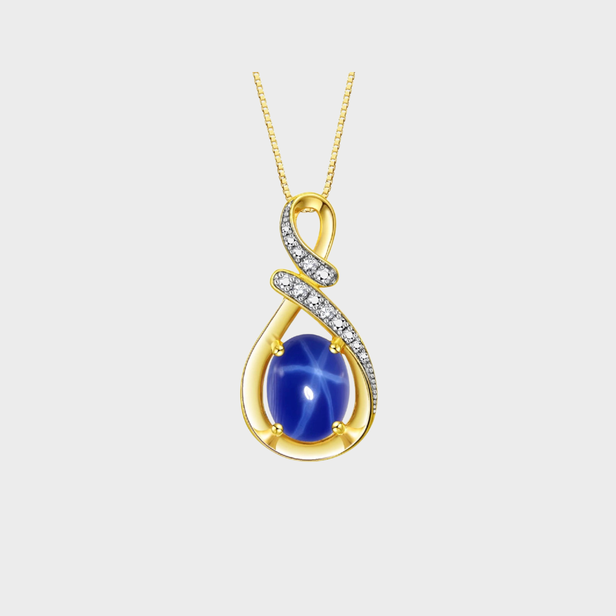 Blue Star Sapphire September Birthstone Necklace