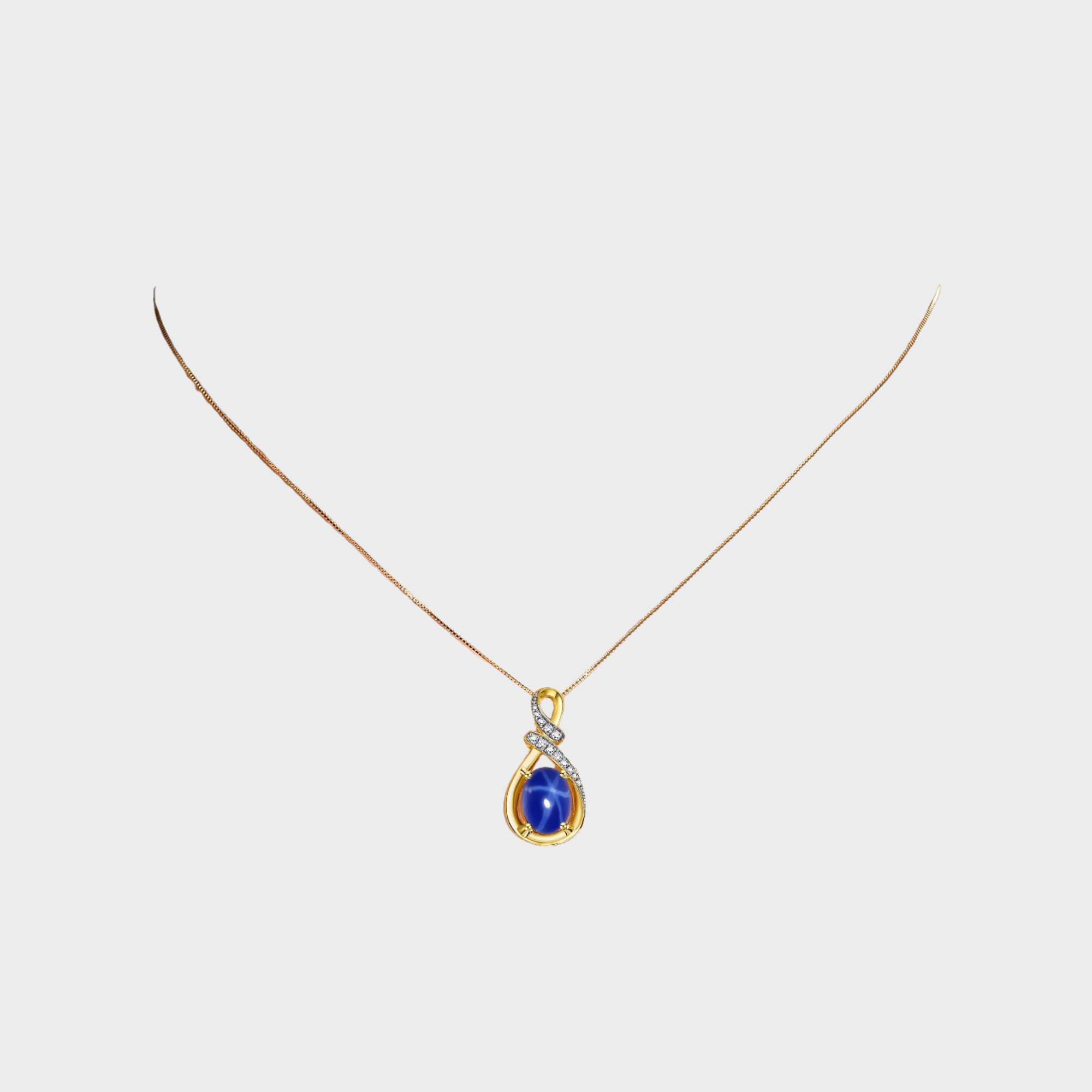 Blue Star Sapphire September Birthstone Necklace