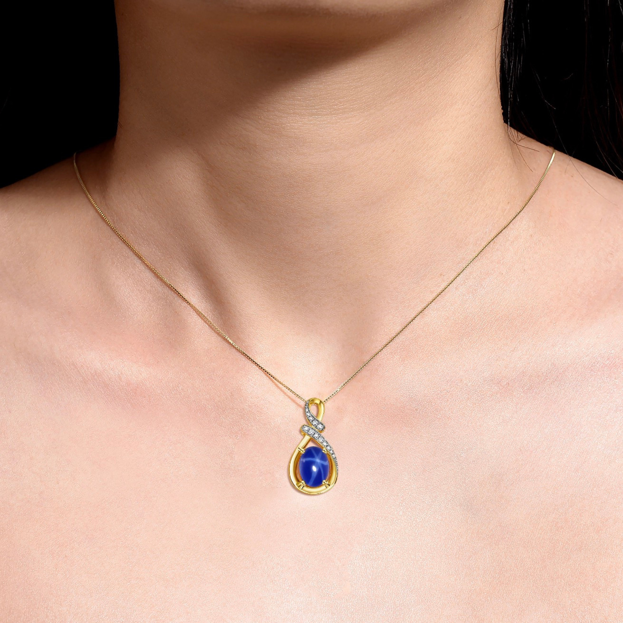 Blue Star Sapphire September Birthstone Necklace