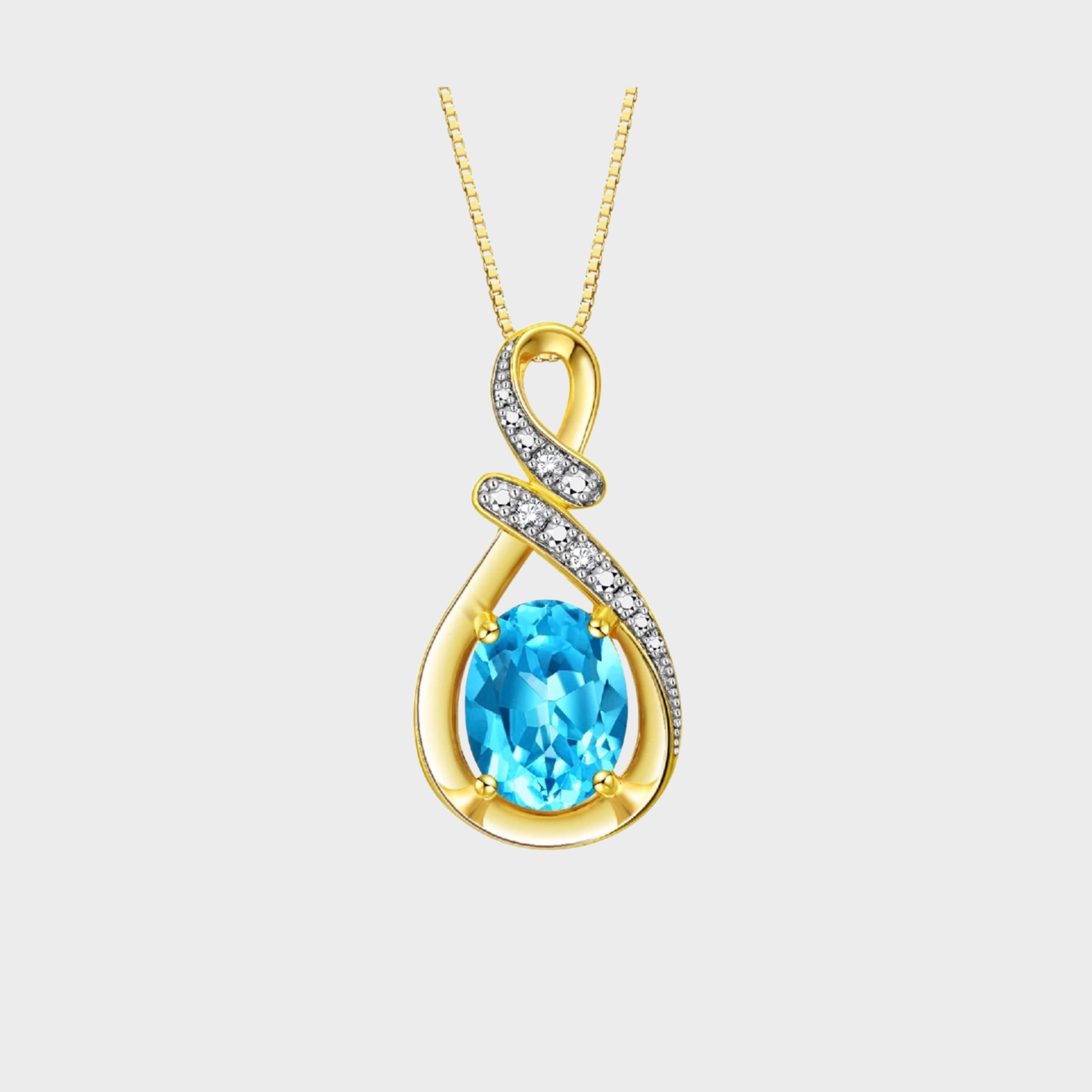 Blue Topaz December Birthstone Necklace