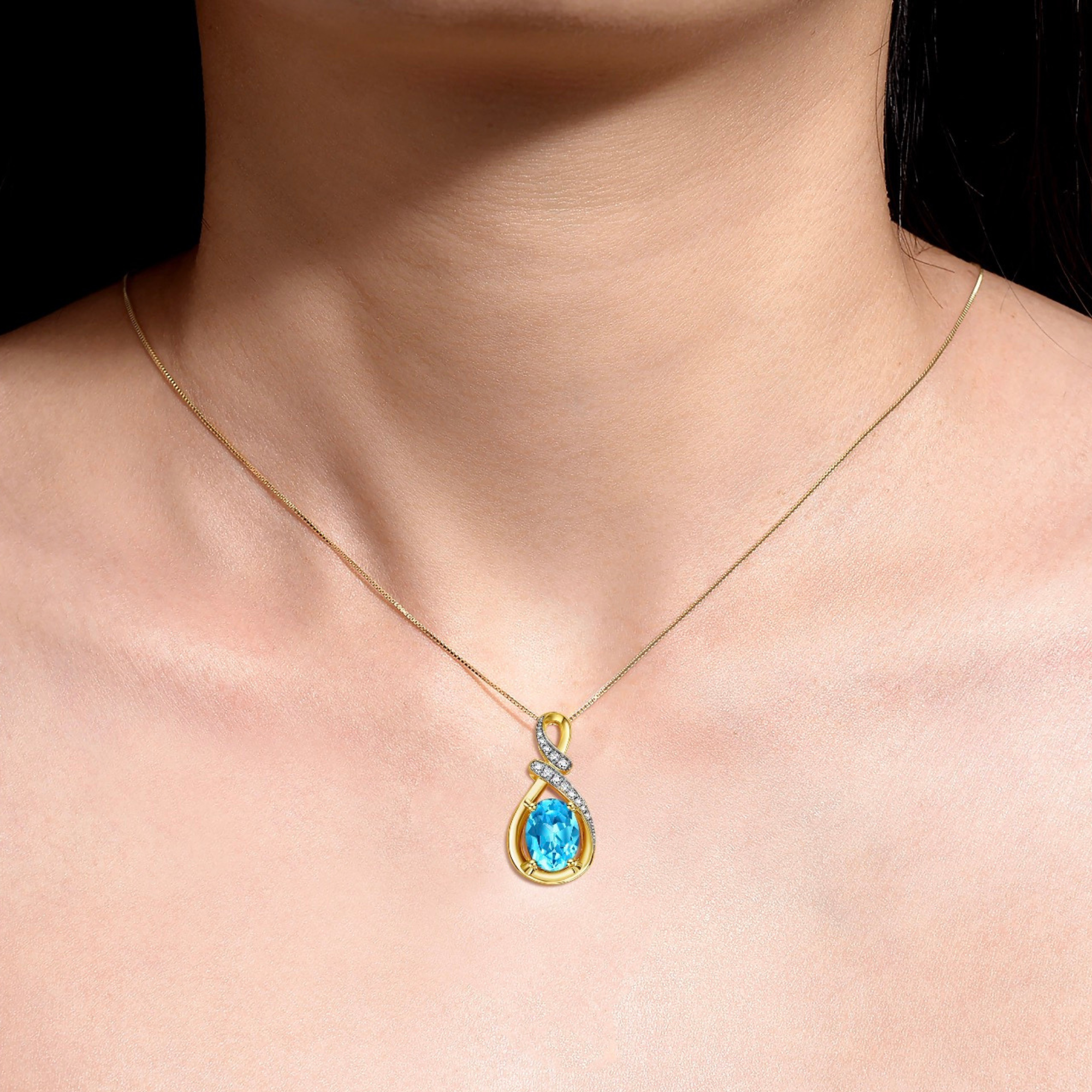 Blue Topaz December Birthstone Necklace