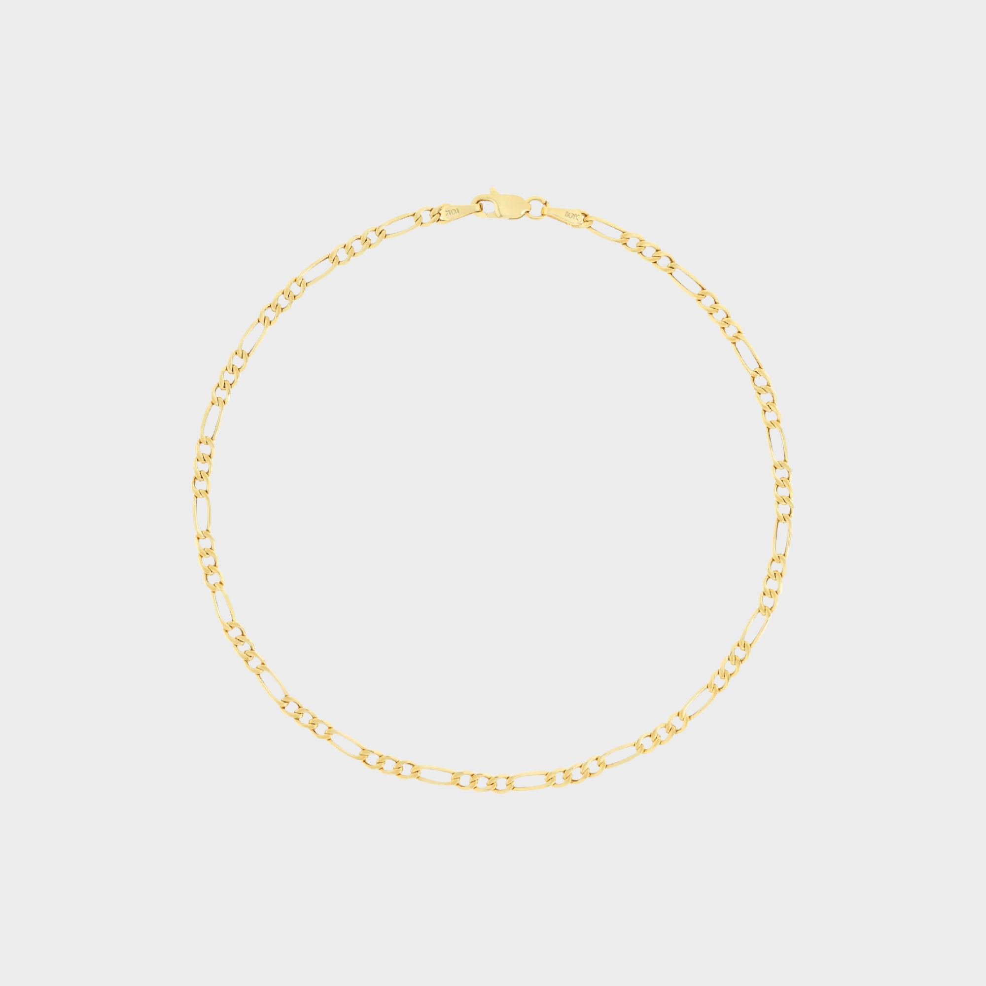 10K Yellow Gold Figaro Link 2.5Mm Chain Bracelet