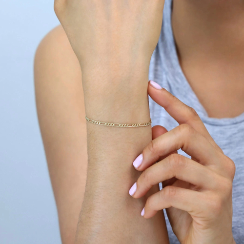 10K Yellow Gold Figaro Link 2.5Mm Chain Bracelet