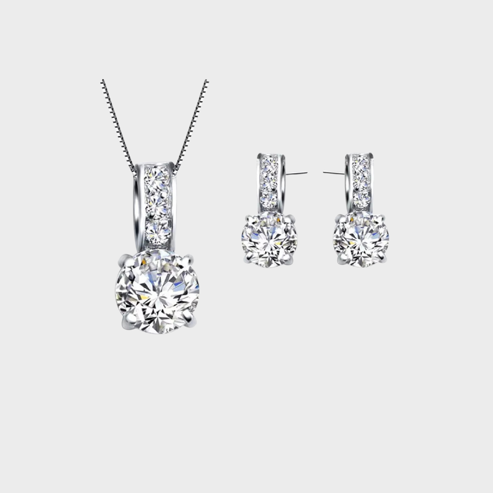 Classic Cubic Zircon Crystal Pendant Necklace