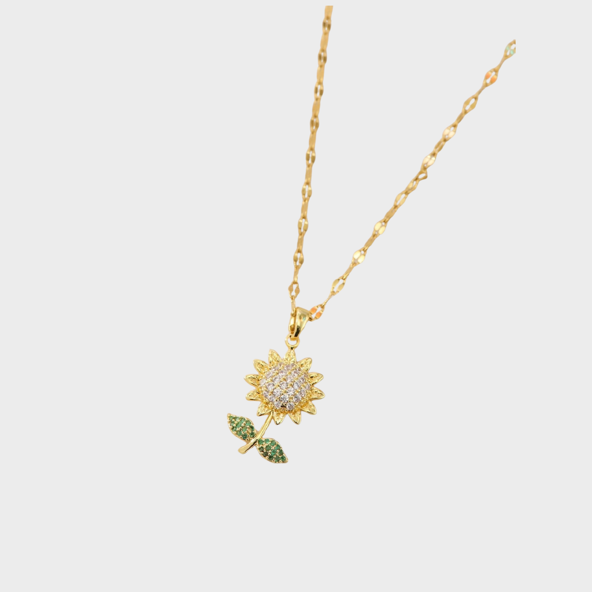 Rhinestone Decor Sunflower Pendant Necklace