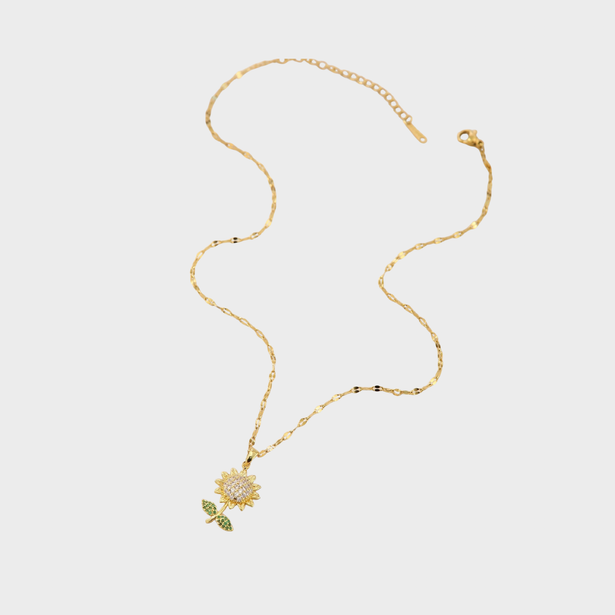 Rhinestone Decor Sunflower Pendant Necklace