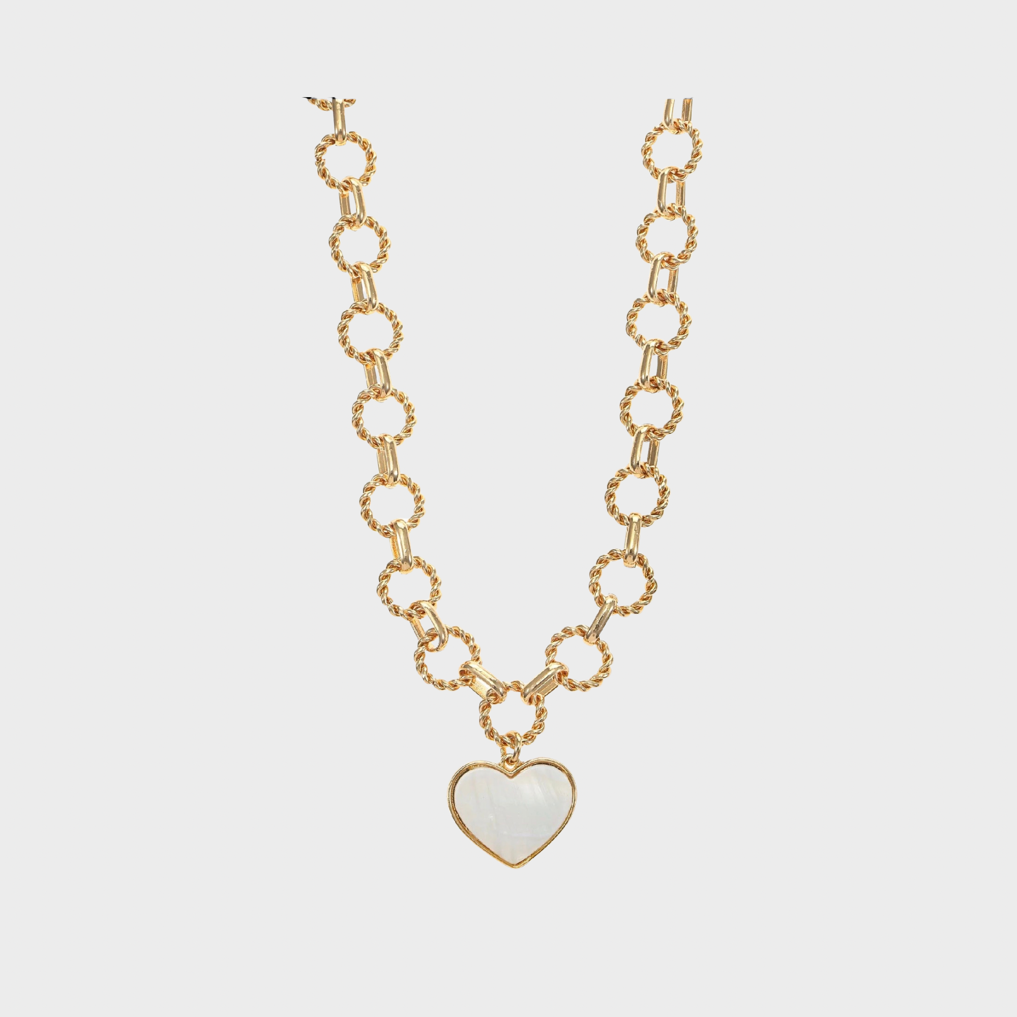 Mother of Pearl Heart Statement Necklace