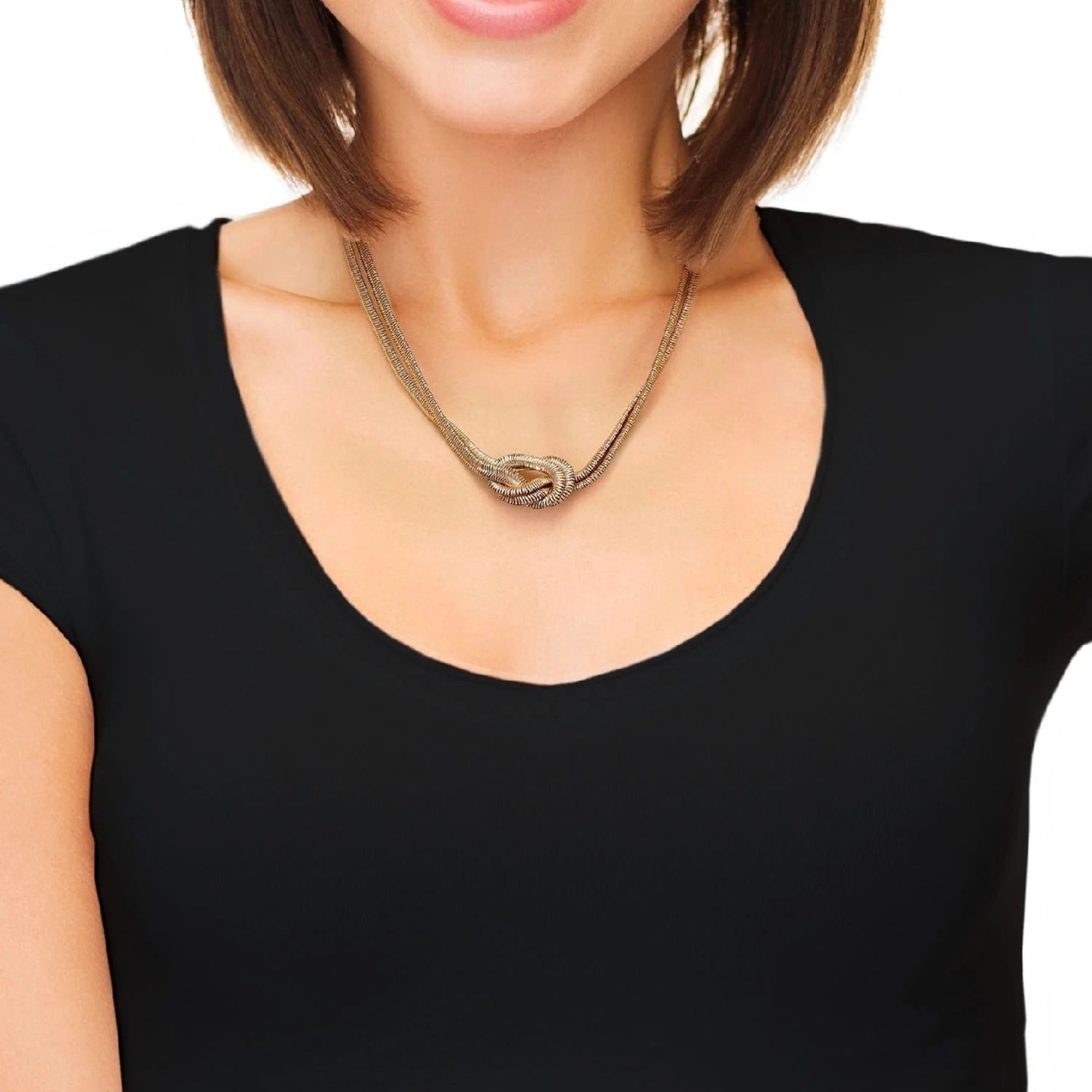 Goldtone Knotted Snake Chain Necklace