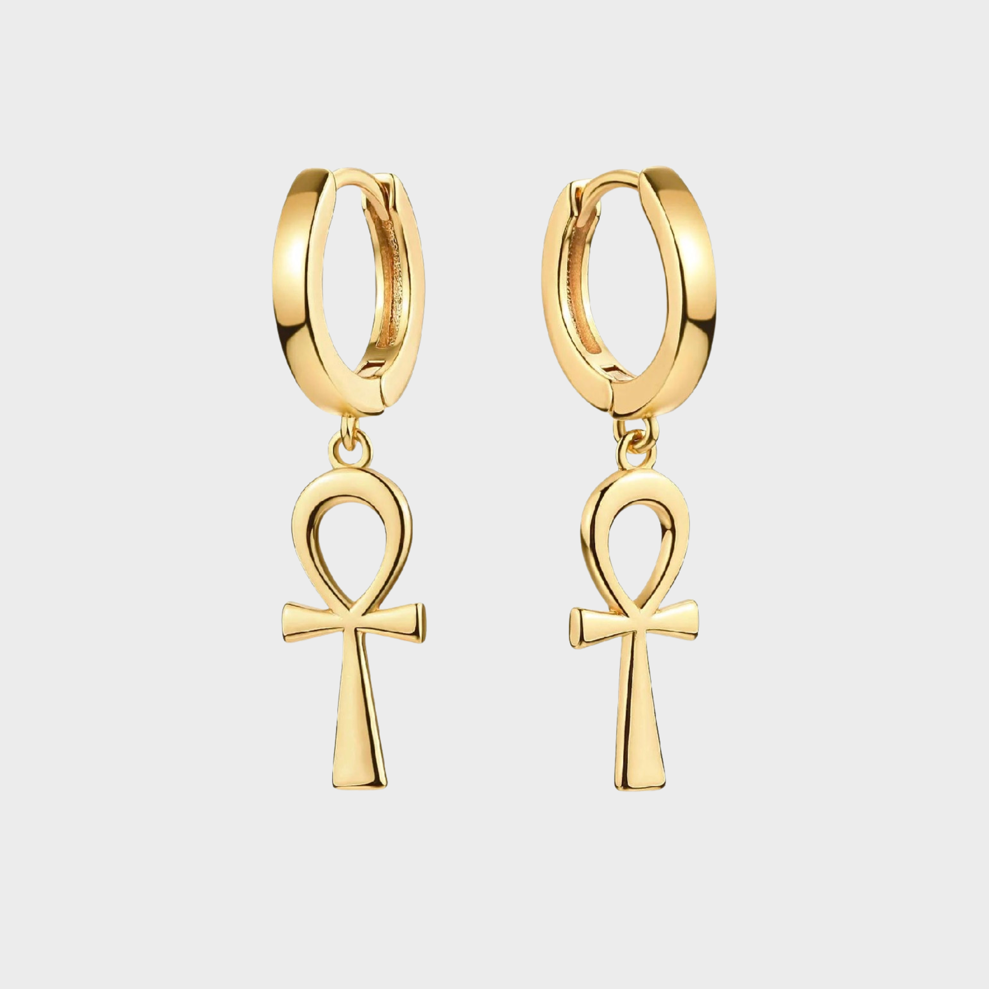 Dainty Star Cross Huggie Hoop Pendant Earrings