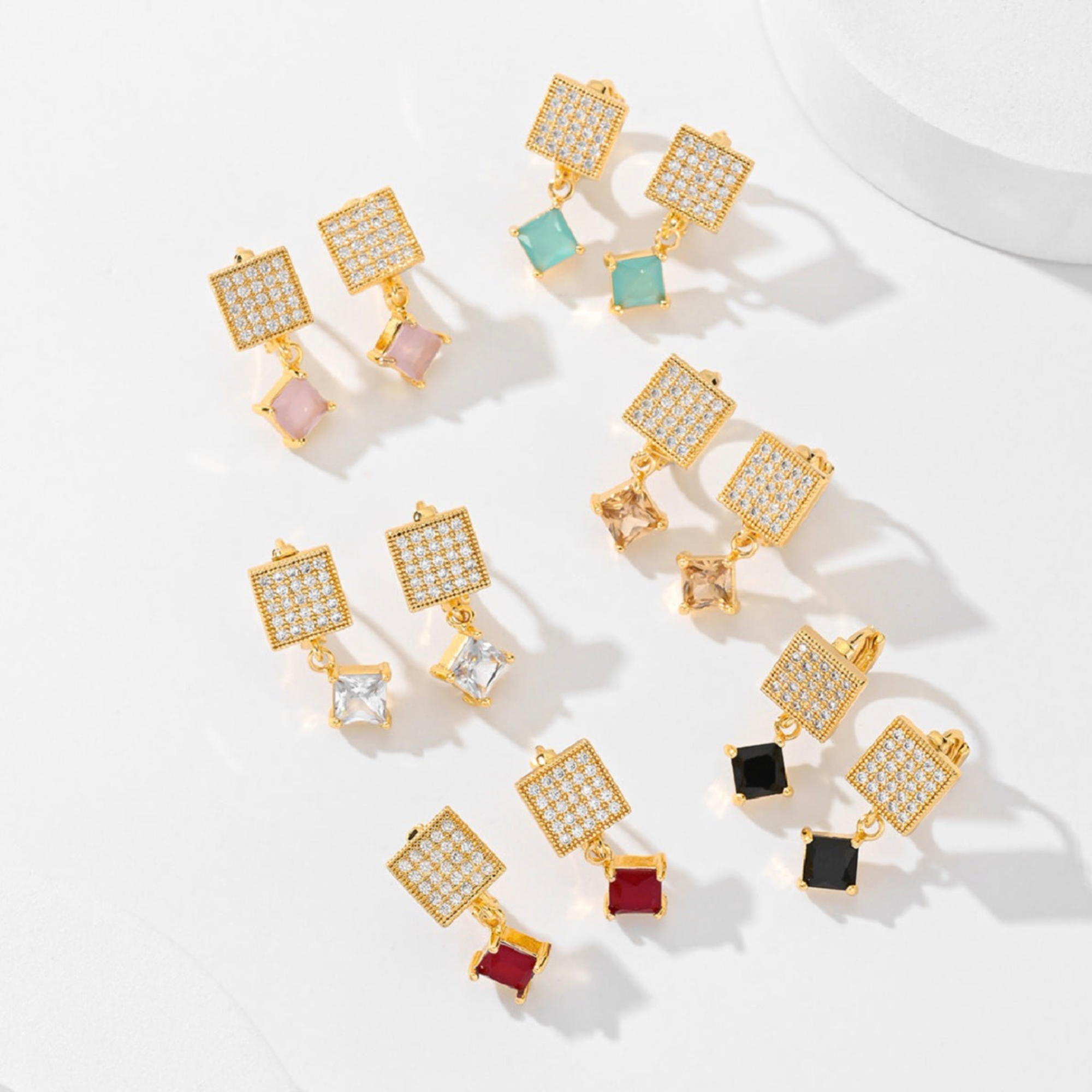 Square Fashion Zircon Earrings