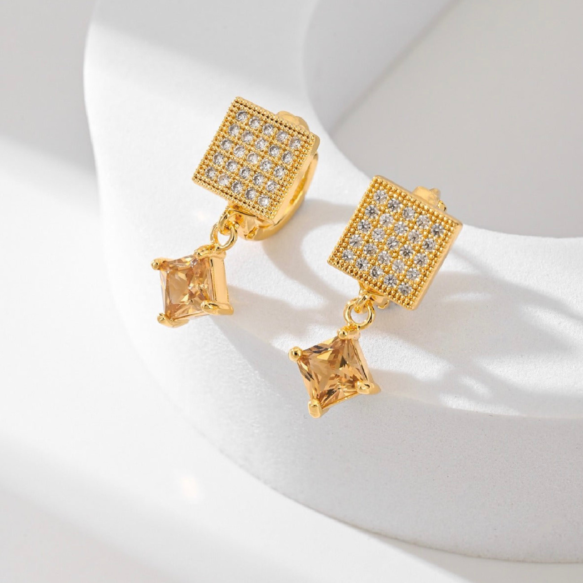 Square Fashion Zircon Earrings
