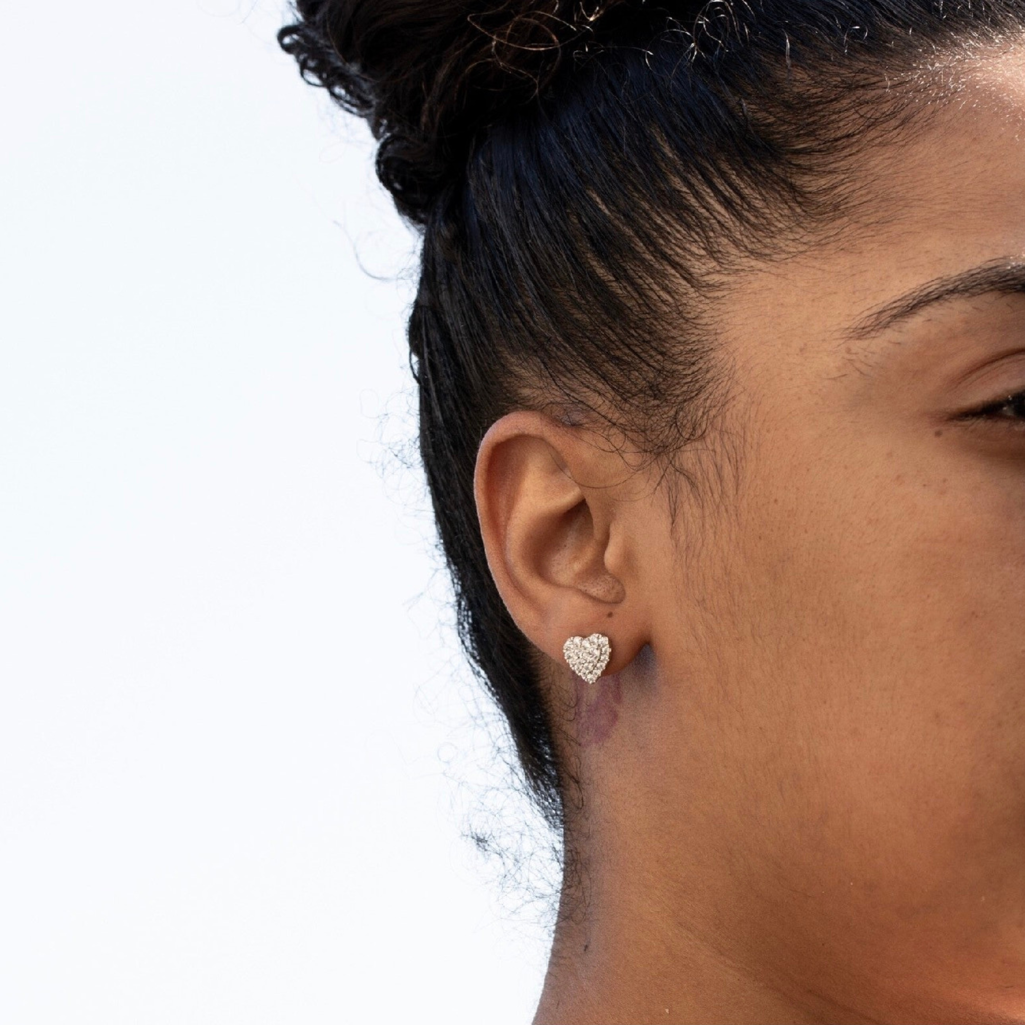 Honey Comb Set Heart Stud Earrings for Women