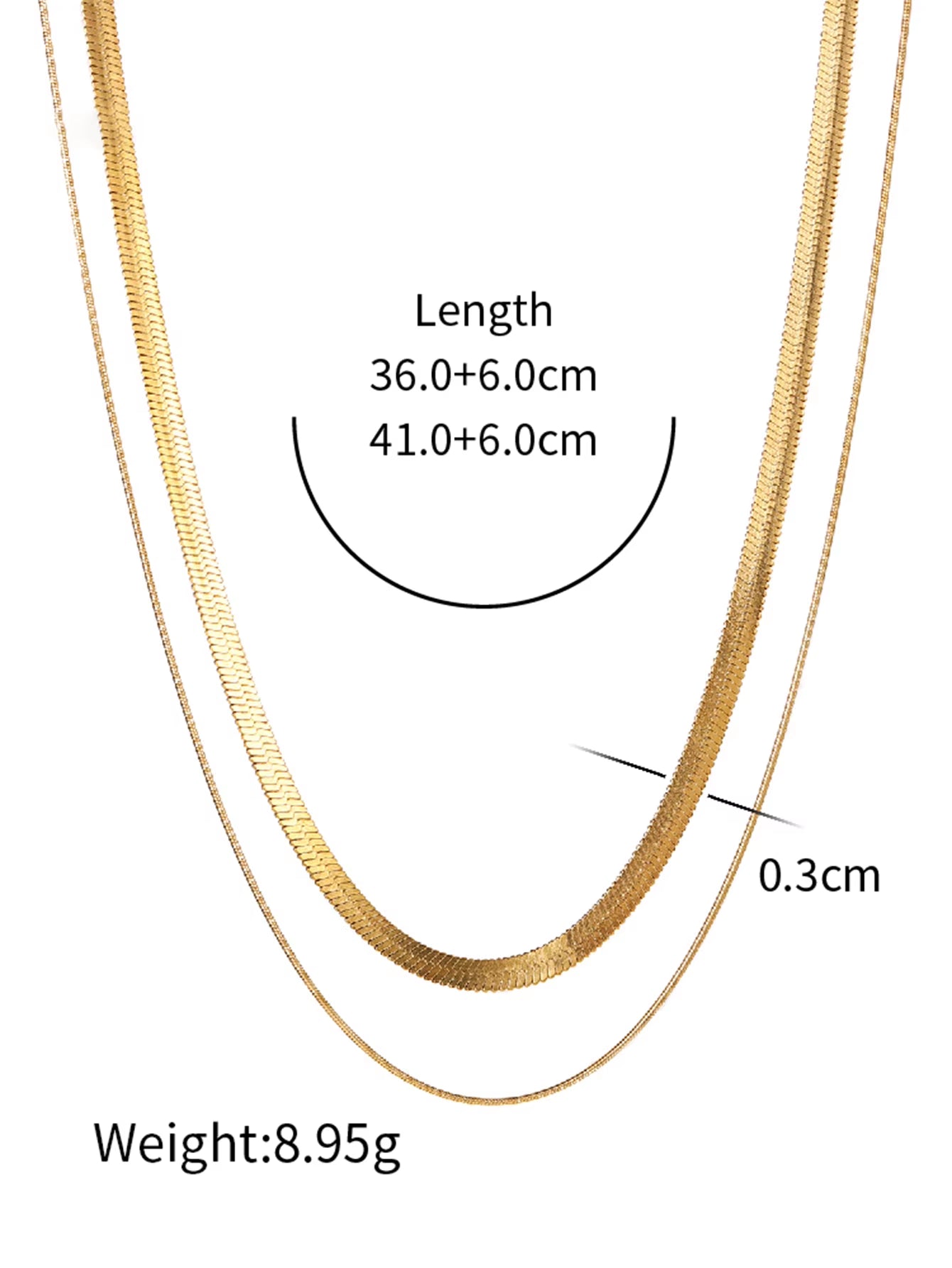 Uworld Simple Jewelry 18K Gold Plated Flat Snake Chain Layer Necklace Stainless Steel Snake Rope Chain Necklace Gift