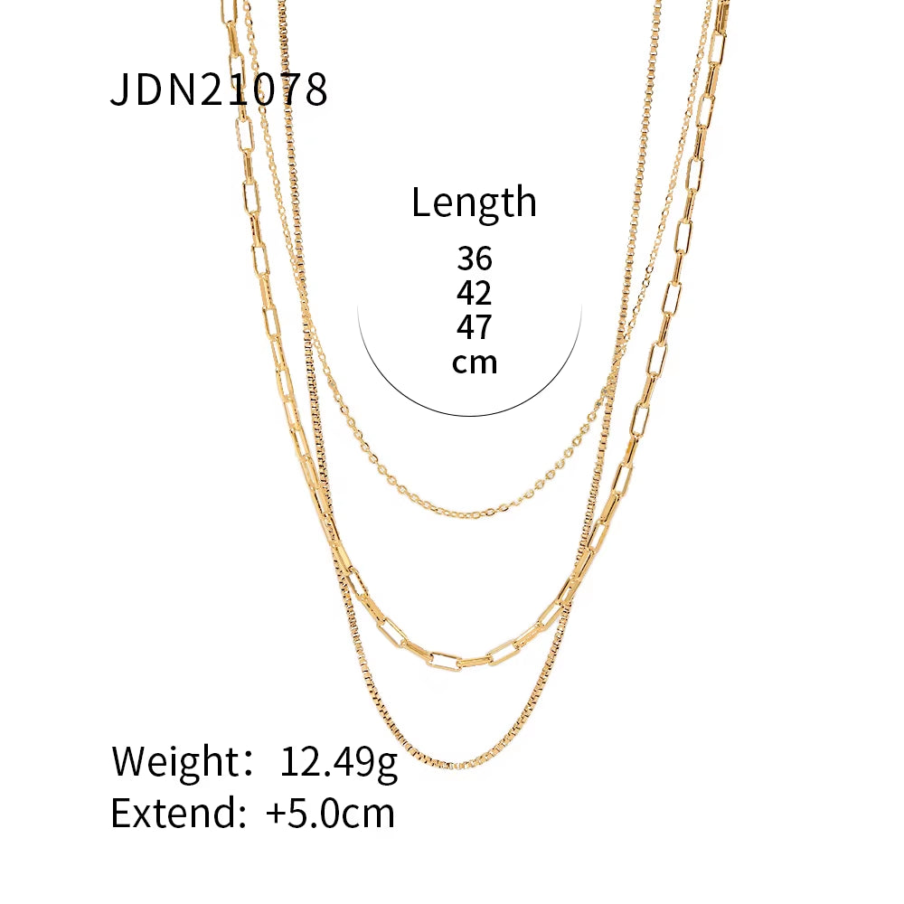 Uworld Simple Jewelry 18K Gold Plated Flat Snake Chain Layer Necklace Stainless Steel Snake Rope Chain Necklace Gift