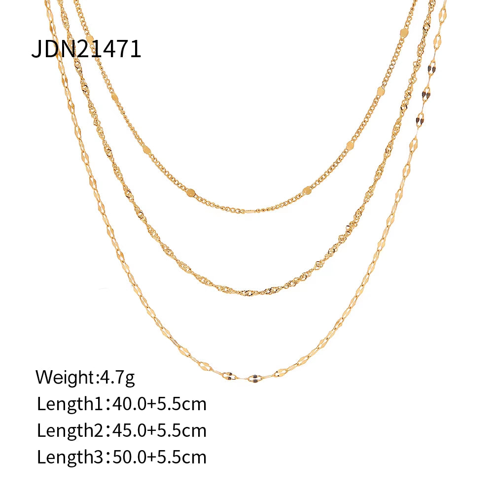 Uworld Simple Jewelry 18K Gold Plated Flat Snake Chain Layer Necklace Stainless Steel Snake Rope Chain Necklace Gift